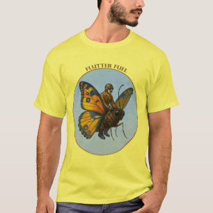 Piloot die op de rug van een enorme vlinder rijdt  t-shirt