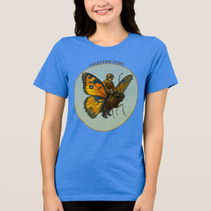 Piloot die op de rug van een enorme vlinder URM ri Tri-Blend Shirt