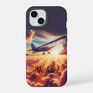 Piloot die vliegtuig vliegtuig aangepaste naam iPhone 15 case