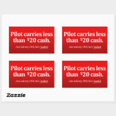 Piloot draagt minder dan $20 cash rechthoekige sticker (Vel)