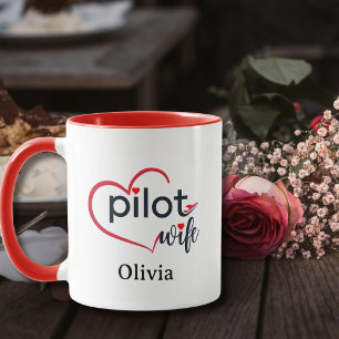 Piloot Echtgenote Hart Vliegtuig Romantische Verja Mok
