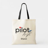 Piloot Echtgenote Script Hart Vliegtuig Eenvoudig Tote Bag (Achterkant)