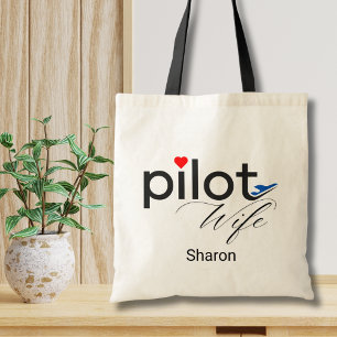 Piloot Echtgenote Script Hart Vliegtuig Eenvoudig  Tote Bag