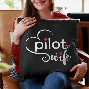 Piloot Echtgenote Typografie & Vliegtuig Eenvoudig Kussen