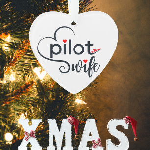 Piloot Echtgenote Typografie & Vliegtuig Eenvoudig Ornament