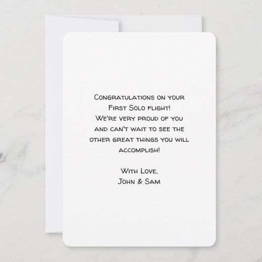 Piloot Eerste Solo Flight Photo, Custom Aviation K (Achterkant)