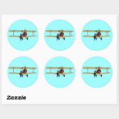 Piloot en Bivliegtuig Ronde Sticker (Vel)