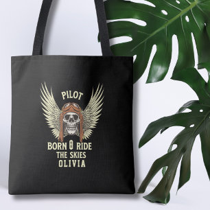 Piloot Geboren Om De Lucht Te Berijden Skelet Vleu Tote Bag