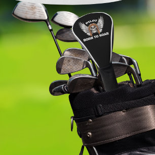 Piloot Geboren om te Zweven Skelet Vleugels Luchtv Golfheadcover