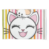 Piloot Hoesje Stripe Cat Mouse Kussensloop (Voorkant)