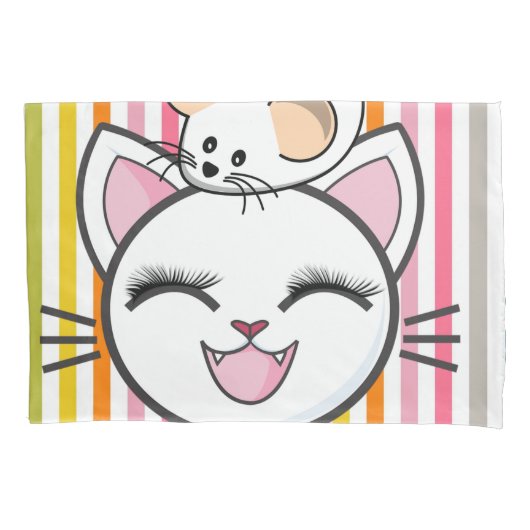 Piloot Hoesje Stripe Cat Mouse Kussensloop (Voorkant)
