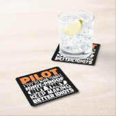 Piloot Ik probeer dingen grappig te maken gezegden Kartonnen Onderzetters (Insitu)