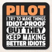 Piloot Ik probeer dingen grappig te maken gezegden Kartonnen Onderzetters (Voorkant)