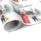 Piloot in een uniform met kerstthema cadeaupapier (Rol Hoek)