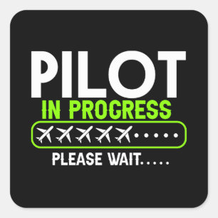 Piloot in uitvoering Lading Flight School Vierkante Sticker