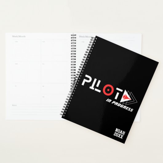 Piloot in uitvoering & vliegtuig, eenvoudig modern planner (Display)