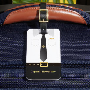 Piloot Kapitein Aviator Uniform Gepersonaliseerd Bagagelabel