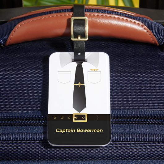 Piloot Kapitein Aviator Uniform Gepersonaliseerd Bagagelabel (Voorkant Insitu 2)