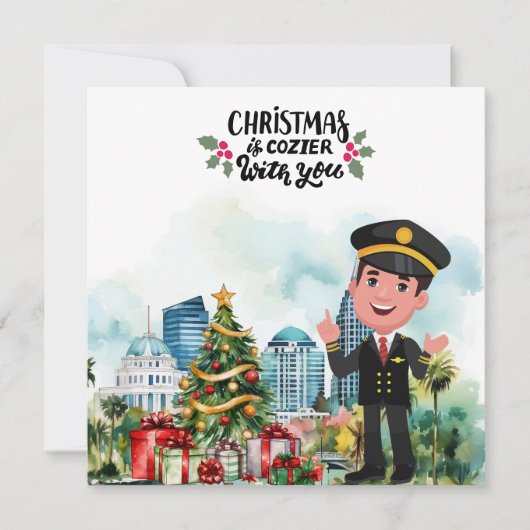 Piloot Kersttijd in Florida Feestdagenkaart (Voorkant)