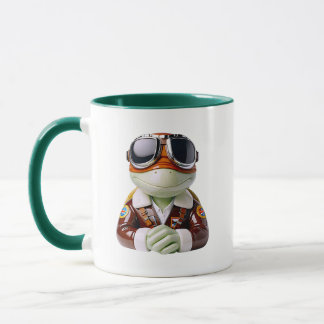 Piloot Kikker Aviator Lief Karakter Groen Accent Mok