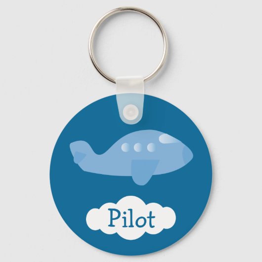 piloot met blauw Cartoon Sleutelhanger (Voorkant)