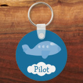 piloot met blauw Cartoon Sleutelhanger (Voorkant)