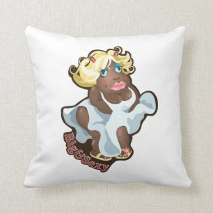 Piloot met een grappig hippo-personage. kussen