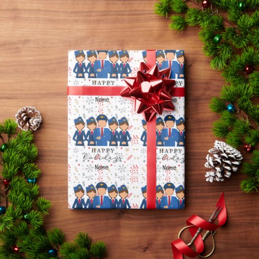 Piloot met luchtstess Prettige feestdagen Kerstmis Cadeaupapier (Feestdagen Geschenken)