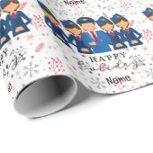Piloot met luchtstess Prettige feestdagen Kerstmis Cadeaupapier (Rol Hoek)