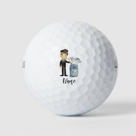 Piloot met naam golfballen