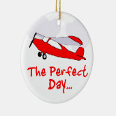 piloot met rood vleugelvliegtuig keramisch ornament (Rechts)