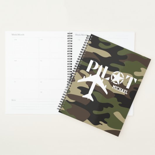 Piloot & Militair vliegtuig, Camouflage, Minimalis Planner (Display)