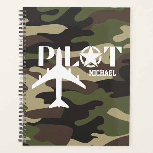 Piloot & Militair vliegtuig, Camouflage, Minimalis Planner (Voorkant)