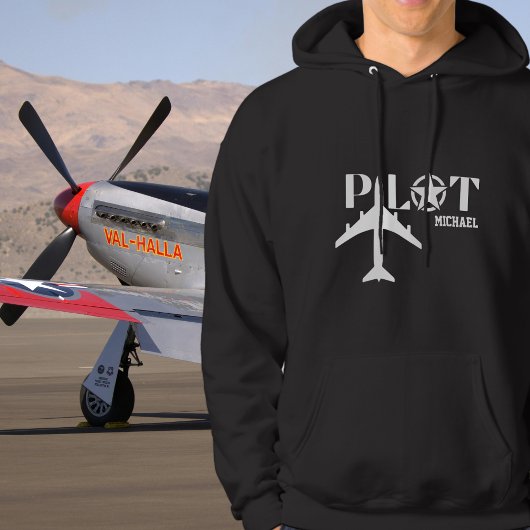 Piloot & Militair vliegtuig, Eenvoudig, Minimalist Hoodie