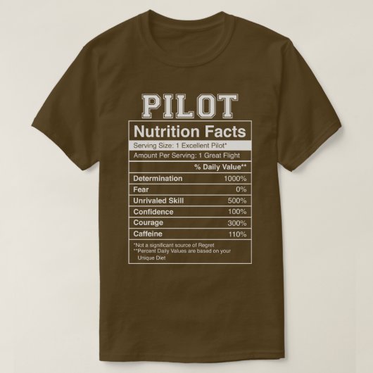Piloot Nutrition Facts T-shirt (Design voorkant)