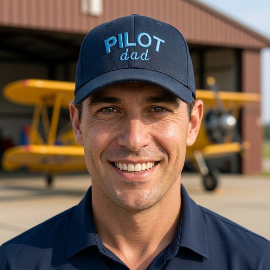 Piloot Papa Blauwe Aviation Aangepaste Naam Pensio Geborduurde Pet