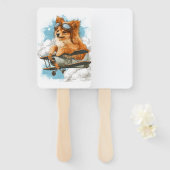 Piloot Pomeranian � Vliegende Ace Hond Handwaaier (Voorkant en achterkant)