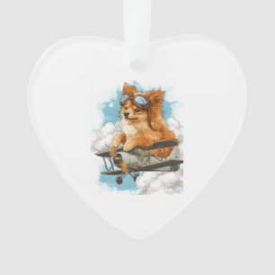 Piloot Pomeranian � Vliegende Ace Hond Ornament