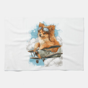 Piloot Pomeranian � Vliegende Ace Hond Theedoek