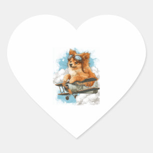 Piloot Pommerse � vliegende aas hond Hart Sticker