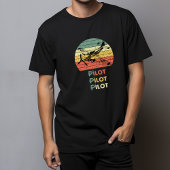 Piloot Retro  Sunset en Vliegtuigluchtvaart T-shirt