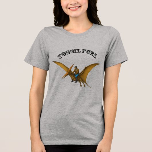 Piloot Rijden op een Vliegende Pterosaurus Dinosau Tri-Blend Shirt (Voorkant)