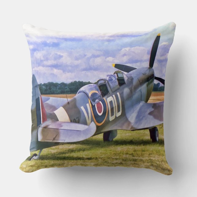 Piloot - Spitfire-ontwerp Kussen (Voorkant)