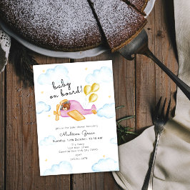 Piloot Teddy Bear Balloon Airplane Baby shower Kaart