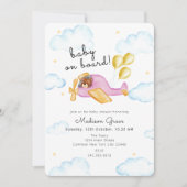 Piloot Teddy Bear Balloon Airplane Baby shower Kaart (Voorkant)