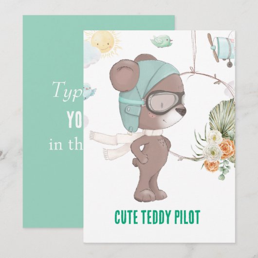 Piloot Teddy Bear doop Collectie - Voor een dromer Feestdagenkaart (Voorkant / Achterkant)