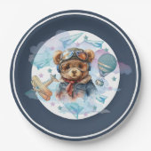 Piloot Teddy Bear Verjaardag Baby shower Papieren Bordje (Voorkant)