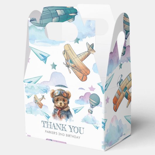 Piloot Teddy Bear Verjaardag of Baby shower Dank u Bedankdoosjes (Geopend)