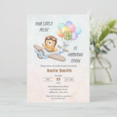 Piloot Teddybeer Babyshower Uitnodiging (Staand voorkant)