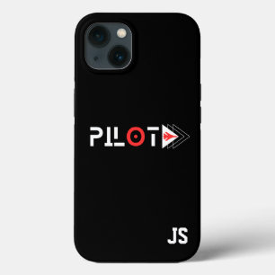 Piloot Typografie & Jet vliegtuig, Monogrammed, Ee Case-Mate iPhone Case